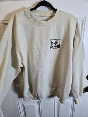 John Galt Brandy Melville Bring The Noize Oversized Graphic Sweatshirt Cream OS‎